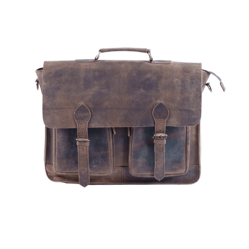 Havynhide Adani full-grain leather messenger bag front view