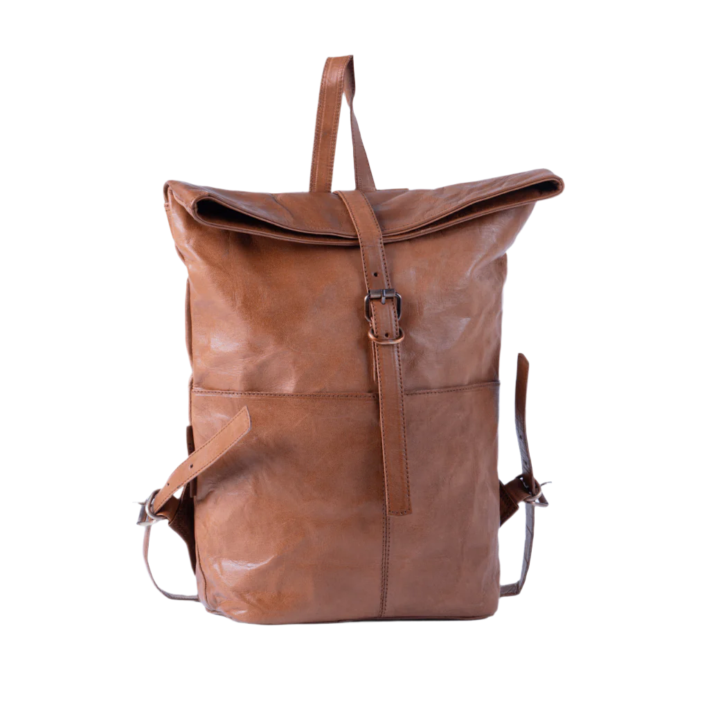 Havynhide Dhoni full grain leather backpack front view