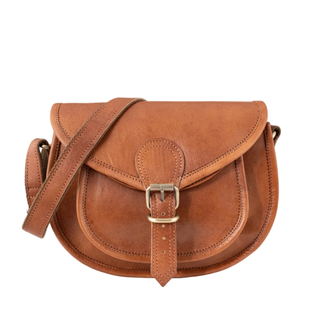 Havynhide Kiara brown leather crossbody bag front view